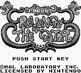 Pinball: Revenge of the 'Gator title screen for GameBoy